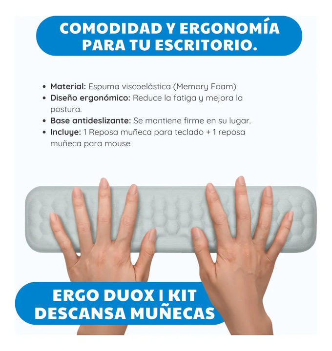Apoya Muñecas Reposa Brazo Teclado Y Mouse Memory Foam Pad Gris No Aplica