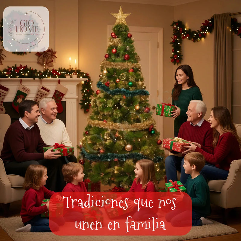 Arbol De Navidad Noruega 2.00m 442 Puntas Gio Home Pino Navideño Look Natural Base Metalica Artificial Para Decoracion Con Bolas Adornos Extensiones Cintas Bombillos Botas Campanas Luces Estrella Noel