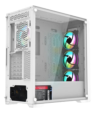 Chasis Gamer Iceberg Titan M16 Blanca X4 Argb Fans Blanco