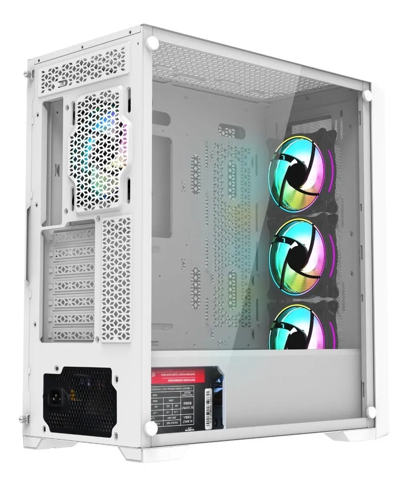 Chasis Gamer Iceberg Titan M16 Blanca X4 Argb Fans Blanco