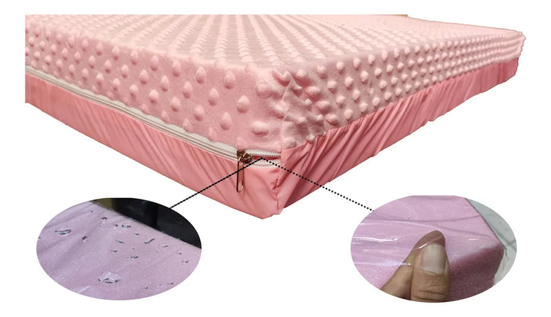 Cojín Colchoneta Cuna Corral De Bebés 90 X 60cm Plastificada Color Rosada Claro