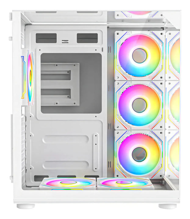 Chasis Gamer Iceberg Crystal Cube S Black 6 Fans Argb Atx Color Blanco