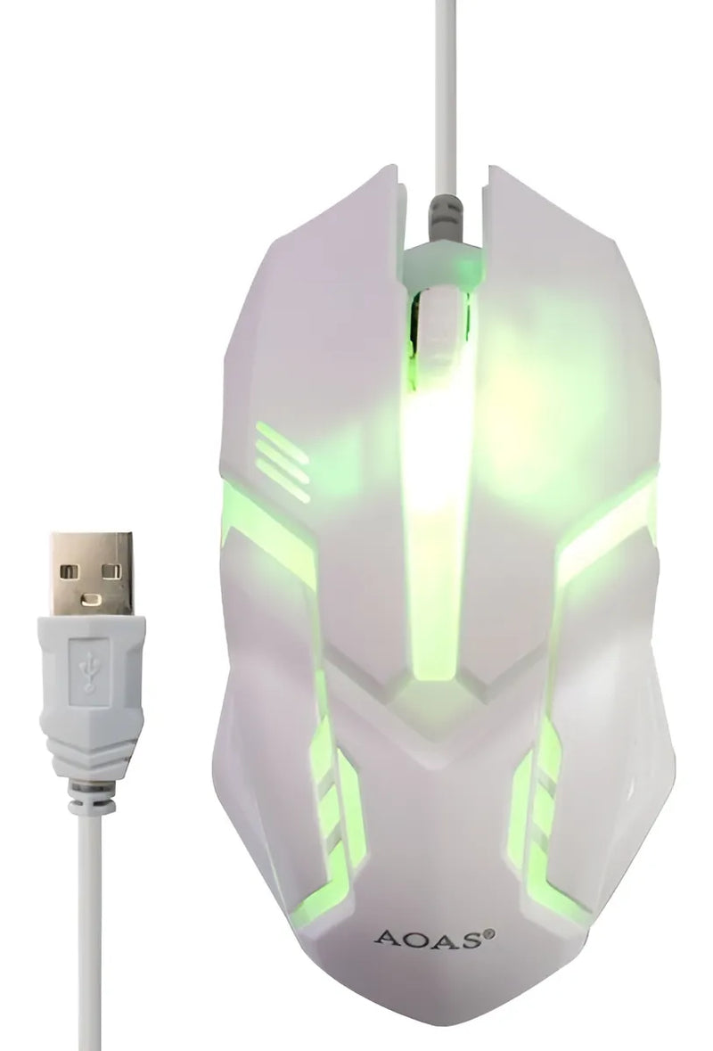 Mouse Y Teclado Gamer Rgb Aoas M-400 Blanco
