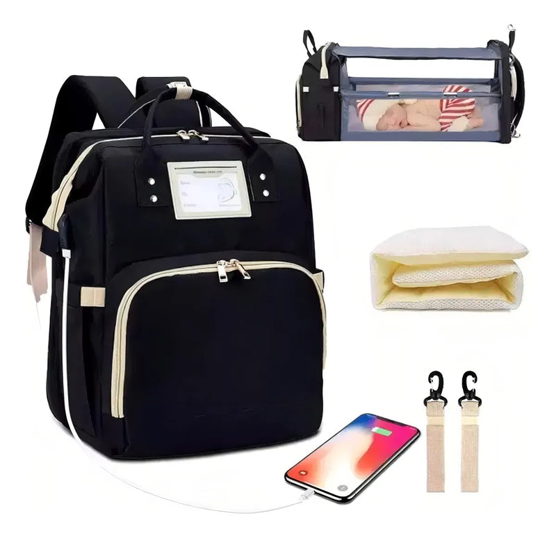 Mochila Bolso Maternal Bebé Cuna Gran Capacidad Impermeable Color Salmón
