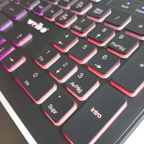 Teclado Weibo QWERTY color negro con luz RGB