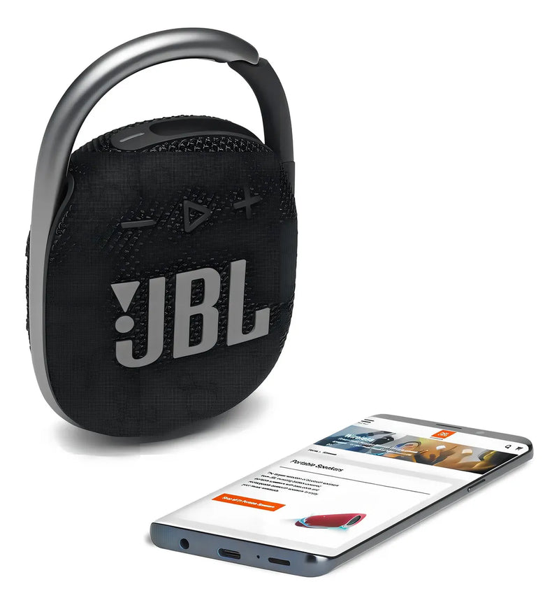 Parlante JBL Clip 4 portátil con bluetooth waterproof negra