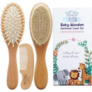 Set De Cepillo Y Peine De Madera Para Bebés - Cerdas De Cabr