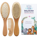 Set De Cepillo Y Peine De Madera Para Bebés - Cerdas De Cabr