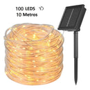 Luz Led 10 Metros X 100 Leds Exteriores Recargable Panel