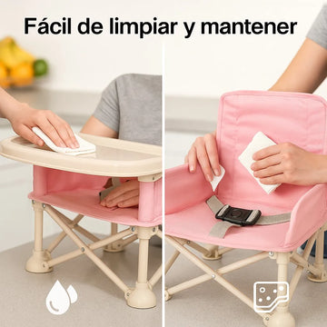 Silla Plegable Para Bebe Portatil Con Bandeja - Comedor Silla Bebe Rosa