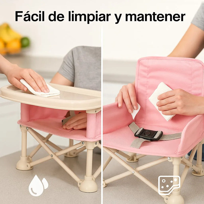 Silla Plegable Para Bebe Portatil Con Bandeja - Comedor Silla Bebe Rosa
