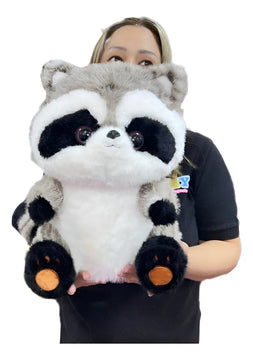 Mapache De Peluche Importado Tierno Y Suave 40cm Gris