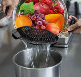 Colador Ajustable A Recipiente En Silicona Negro