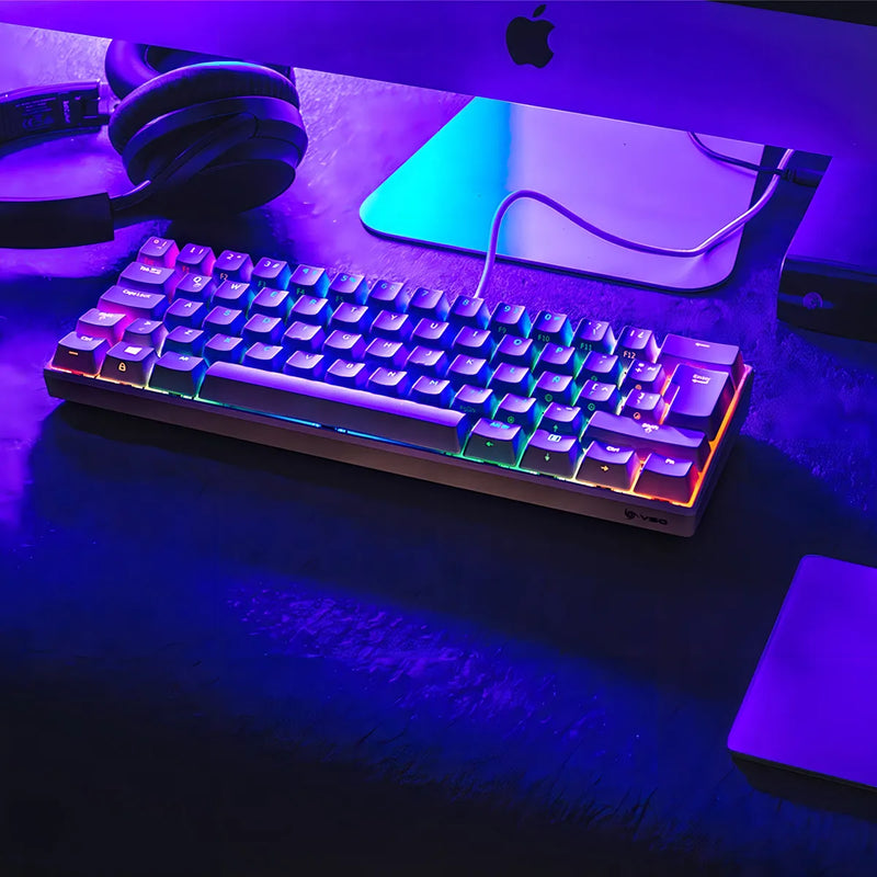 Teclado VSG QWERTY Kailh Brown español latinoamérica color blanco con luz RGB