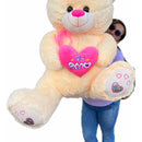 Oso Peluche Gigante 1.50cm Corazón +3 Globos +moño De Regalo Blanco