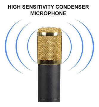 Kit Micrófono Profesional De Condensador + Tarjeta Sonido V8 Negro