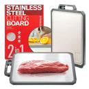 Tabla De Picar Alimentos Grande Acero Inoxidable Y Afilador Lisa Gris