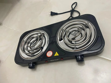 Fogon Eléctrico 2 Puestos, Estufa Electrica 5 Niveles Temperatura Color Negro Impovd