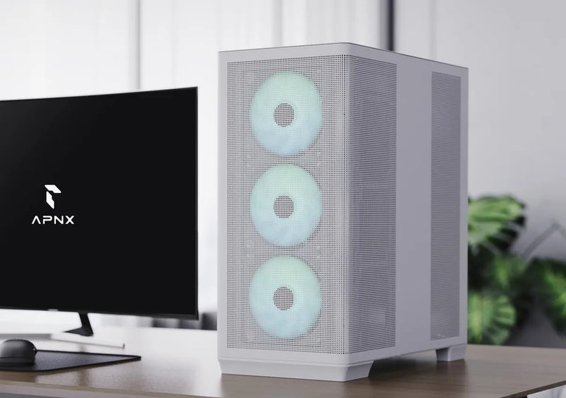 Gabinete Gamer Apnx C1 Blanco Maxima Calidad Alta Gama 4 Fan