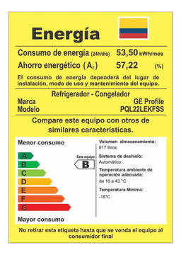 Nevera Mabe Refrigeración PQL22LEKFSS color inox con capacidad de 615L