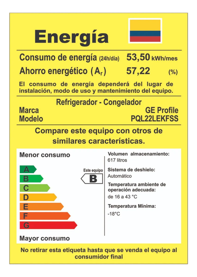 Nevera Mabe Refrigeración PQL22LEKFSS color inox con capacidad de 615L