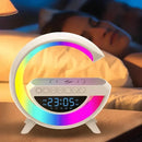 Parlante G Bluetooth Lámpara Rgb Carga Inalámbrica, Reloj Blanco