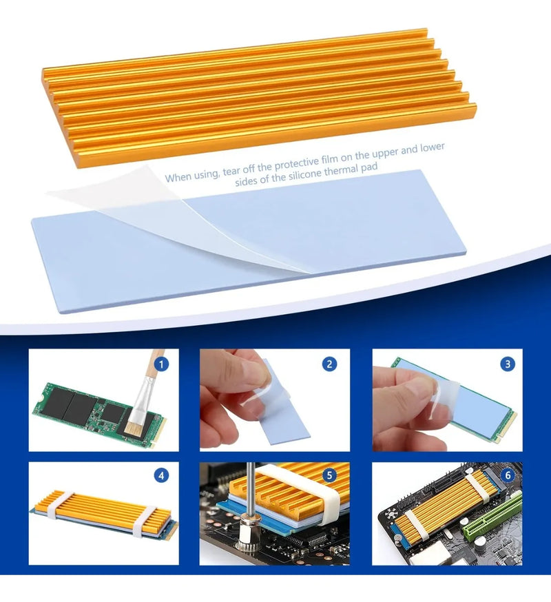 Disipador De Calor 70x22x3mm Para Ssd M.2 Con Pegante