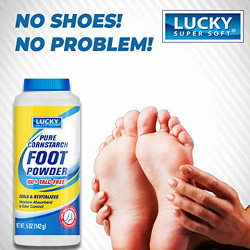 Talco Natural Para Pies Lucky - Polvo Absorbente 12x5oz