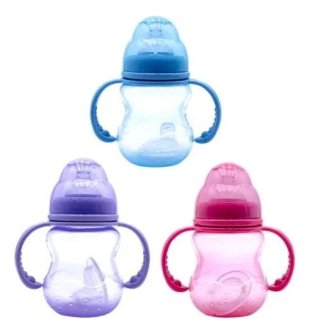 Tetero Transicional De Doble Chupo Biberon 8 Onz Vaso Bebe Azul Marino Biberon A Vaso