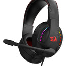 Auriculares Cronus Gamer con iluminación RGB y micrófono Redragon, color negro