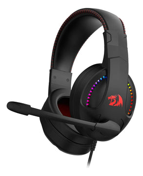 Auriculares Cronus Gamer con iluminación RGB y micrófono Redragon, color negro