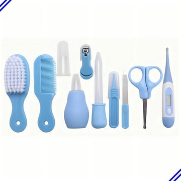 Kit de Higiene para Bebé Recién Nacido 10 Piezas Cepillo Peine Termómetro Color Azul