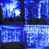 Cortina De Luces Led 300, Decoración Navideña Usb Azul