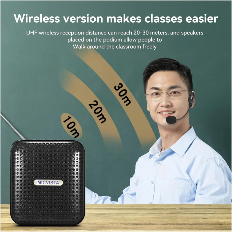 Microfono Con Amplificador De Voz Inalambrico | Enseñanza Color Negro
