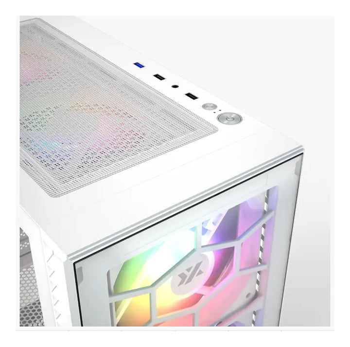 Chasis Xyz Airone 100 Glass Blanca 6.fan Argb Vidrio Templad Blanco