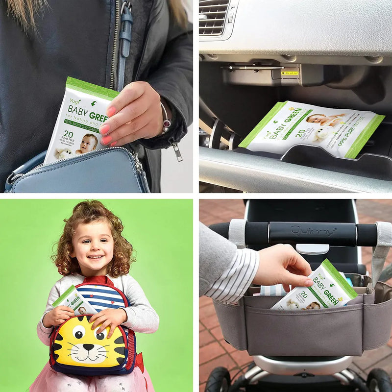 Toallitas Verdes Para Bebe, Biodegradables Y Suaves.