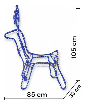 Reno Navideño En Manguera Led Y Estructura Metálica 105 Cm Azul