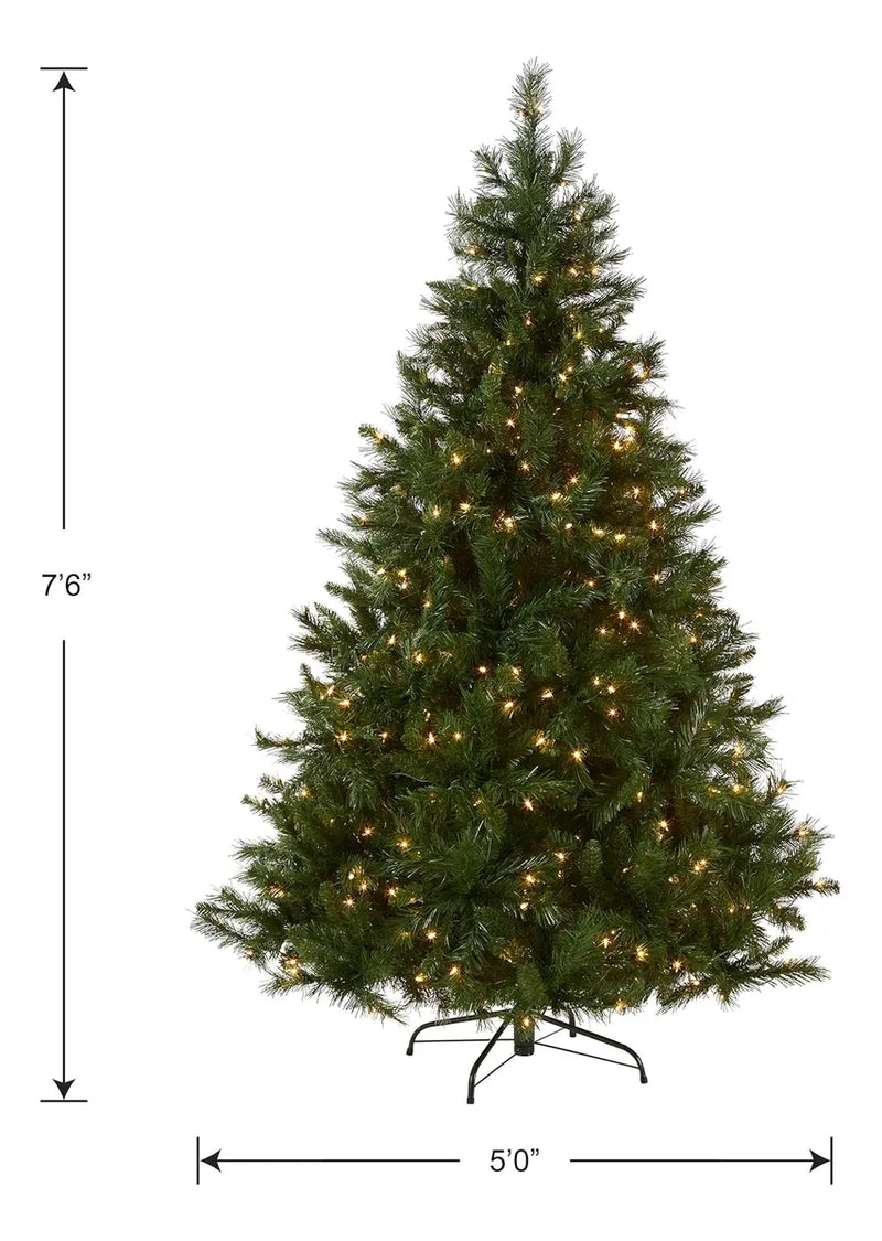 Árbol Artificial Preiluminado De 7.5 Ft - Efecto Realista