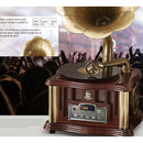 Altavoz Fonógrafo Vintage Estereo, Super Bass De Lujo Madera Con Dorado