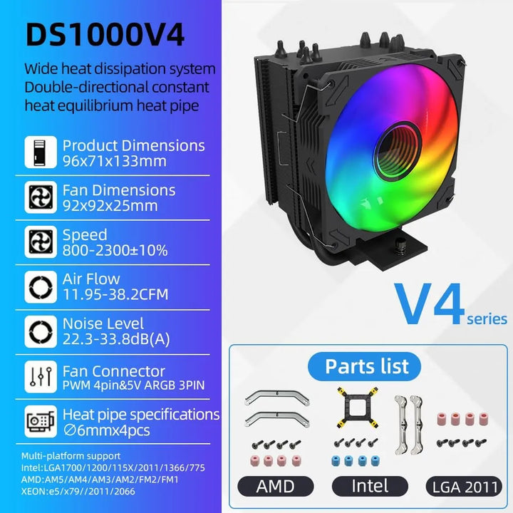 Disipador Gamer Cool Desheng Argb Ds 1000 Plus Am4 Am5 Intel