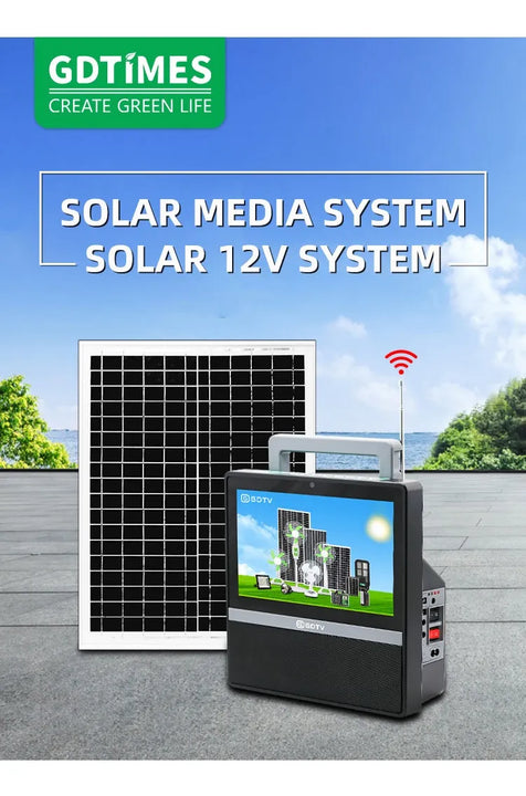 Televisor Portátil Recargable Solar Con Bombillos Gd 8088