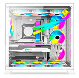 Chasis Gamer Jx119 Aurora 7 Fans Blanco Rgb