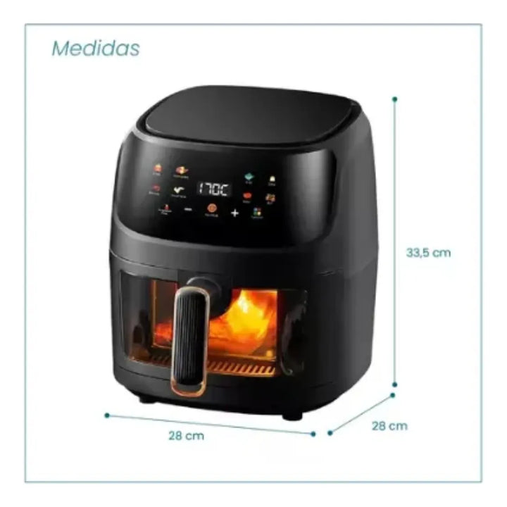 Freidora Olla Aire Caliente Sin Aceite Air Fryer 8 Litros Negro