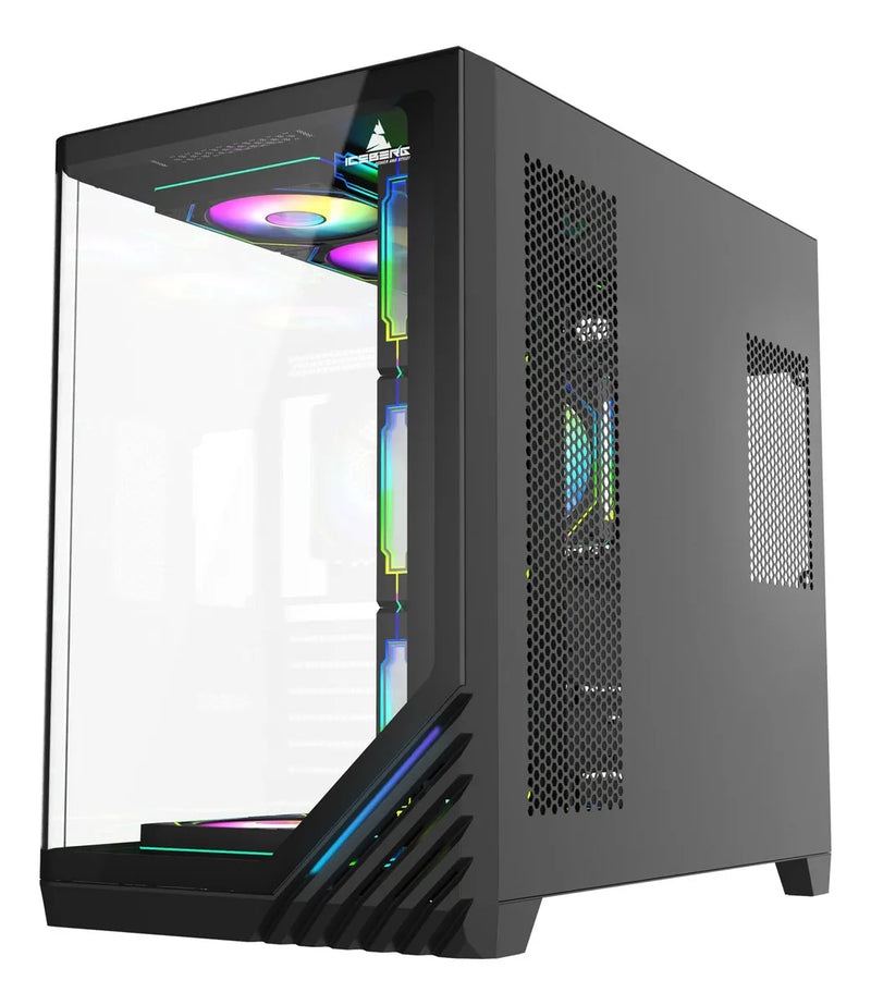 Gabinete Gamer Iceberg Crystal Wave L 7 Ventiladores Argb Negro