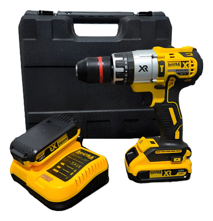 Taladro Inalambrico De 128v Potente Eficaz Tipo Industrial - Amarillo - 50-60 Hz