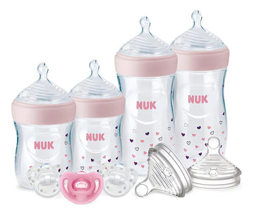 Set De Teteros Biberones Y Chupas Bebes Nuk Simply Natural Color Rosa