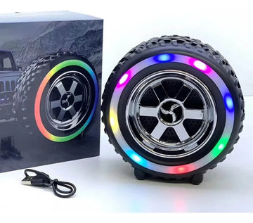 Parlante Bluetooth Llanta Celular Computador Radio Luces Rgb Negro