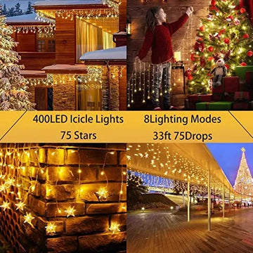 Luces Navideñas Decoraciones Exteriores, 400 Led 33 Pi...