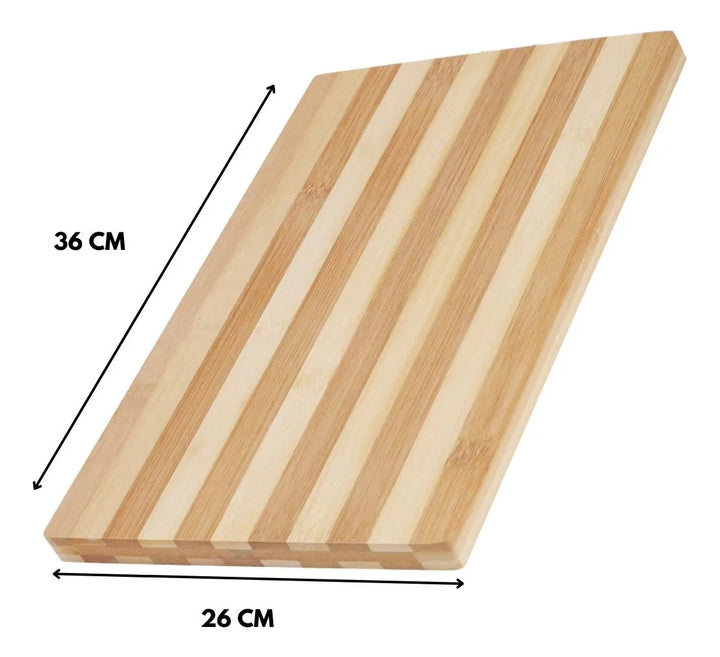 Tabla Para Picar En Madera Bambu Natural Mediana Con Surcos