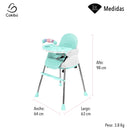 Silla Cokibú Bebé Sbebe-1mt 3 Alturas Menta Liso Agua